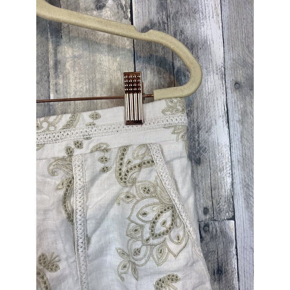 Johnny Was Maxine Walker Embroidery Paisley in Antique White Shorts Size Medium - Picture 5 of 14